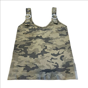 Women's Dynamic Seamless Apparel Camo Cropped Tank Top One Size Green Black